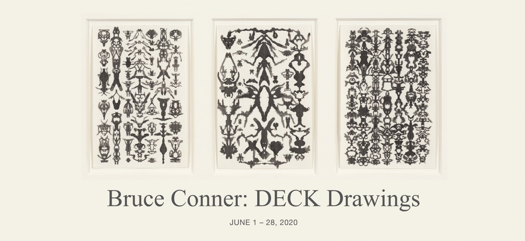 Bruce Conner TRIO 52-19-1, 1975 ink each card: 6 x 4 in. (15.2 x 10.2 cm) frame: 13 1/4 x 21 1/4 in. (33.7 x 54 cm)
