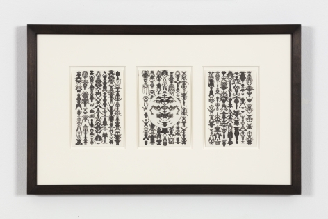 Bruce Conner TRIO 31-29-32, 1975 ink each card: 6 x 4 in. (15.2 x 10.2 cm) frame: 13 1/4 x 21 1/4 in. (33.7 x 54 cm)
