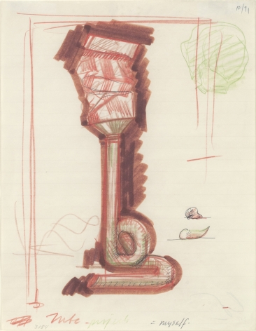 Claes Oldenburg, Notebook Page #3184, Study for Tube Supported by its Contents, 1971