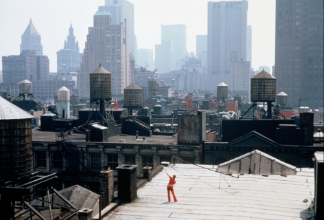 Peter Moore Trisha Brown's "Roof Piece", NYC, 1973, 1973 color photograph from hi-res scan paper: 17 x 23 1/4 in. (43.2 x 59.1 cm) ​frame: 20 1/2 x 27 x 1 1/4 in. (52.1 x 68.6 x 3.2 cm)