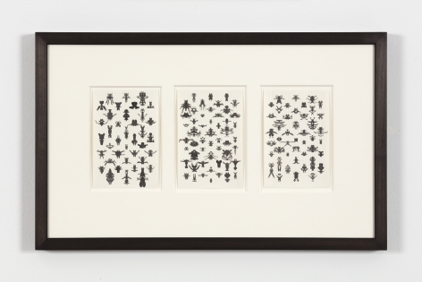 Bruce Conner TRIO 24-23-22, 1975 ink each card: 6 x 4 in. (15.2 x 10.2 cm) frame: 13 1/4 x 21 1/4 in. (33.7 x 54 cm)